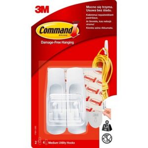 Command Medium White Plastic Utility Hooks 2pk