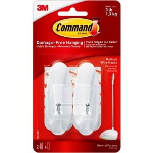 Command Medium White Wire Hooks 2pk