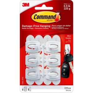 Command Mini White Plastic Hooks 6pk
