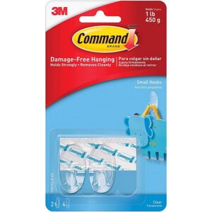 Command Small Plastic Clear Hooks 2.375 inch 2Ct