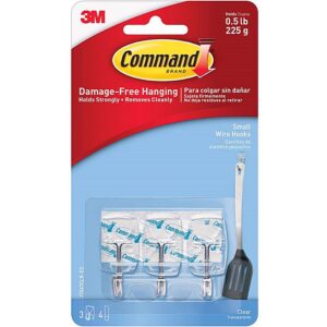 Command Small Plastic Clear Wire Hooks 1.62 inch 3Ct