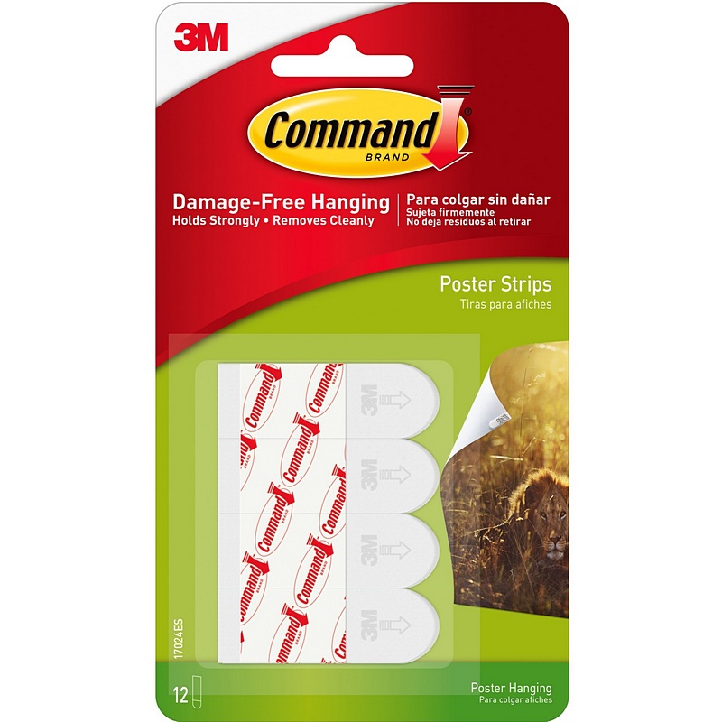Command Small White Poster Hanging Strips 12pk