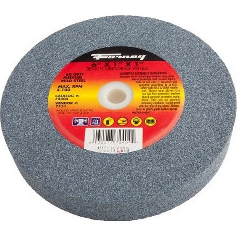 Forney Flat Face Bench Grinding Wheel 60 Grit 6x1x1 inch