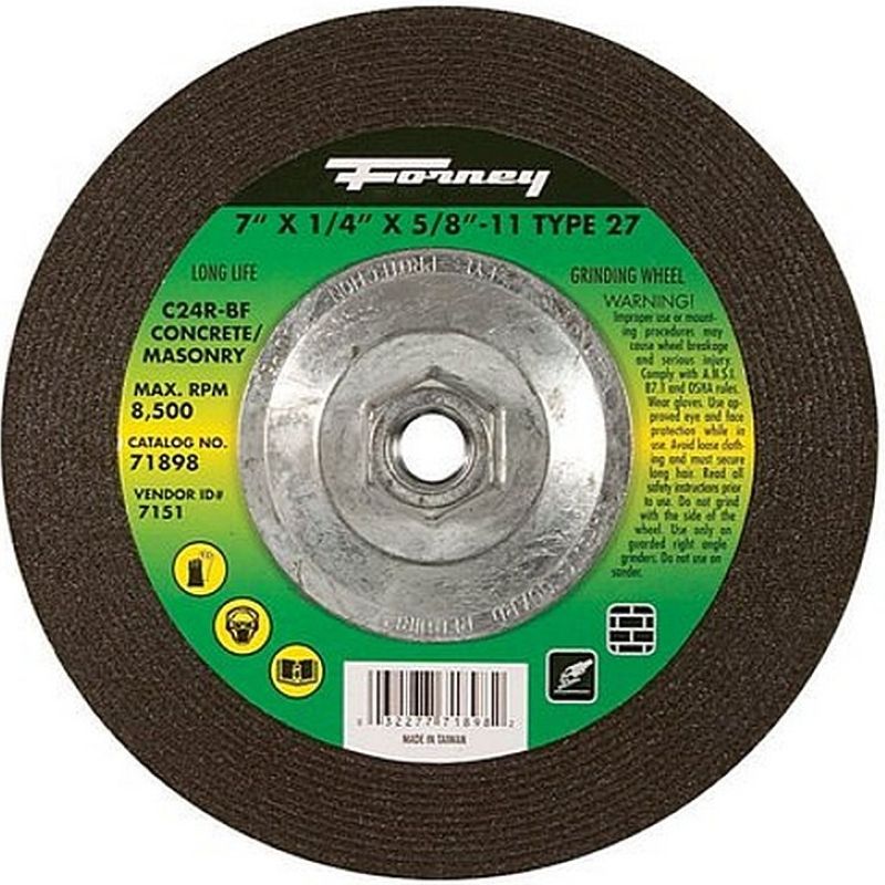 Forney Masonry Grinding Wheel Type 27 7”x1/4”x5/8”