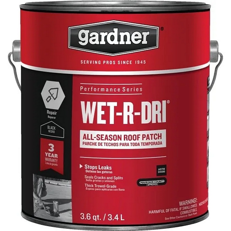 Gardner Wet-R-Dri Roof All-Weather Roof Cement 3.6 qt