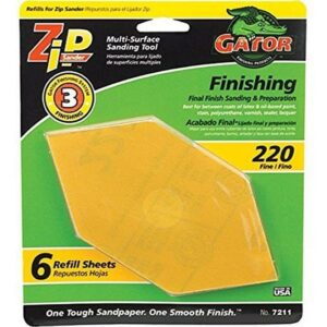 Gator Zip Sander Refill Sheets 220 Grit 6”x3” 6 ct