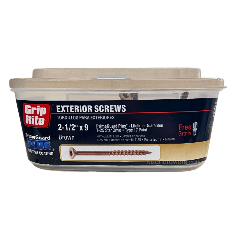 Grip-Rite Exterior Screws 2-1/2"x9 PrimeGuard Plus Brown 1 lb