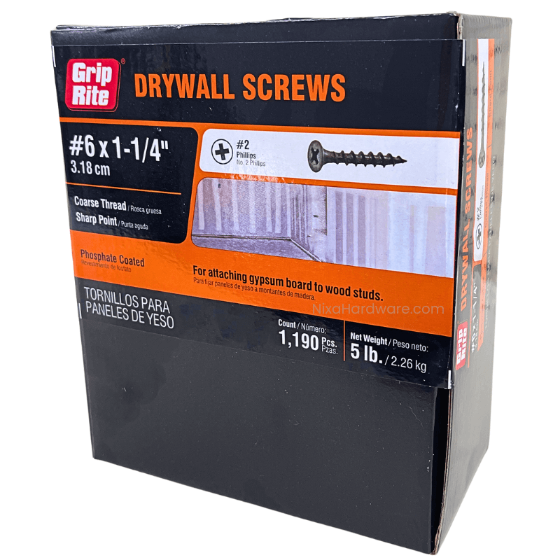 Grip-Rite Phillips Drywall Screws #6 × 1-1_4 inch Phosphate Coarse 5 lb