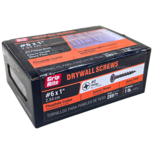 Grip-Rite Phillips Drywall Screws #6 × 1 inch Phosphate Coarse 1 lb