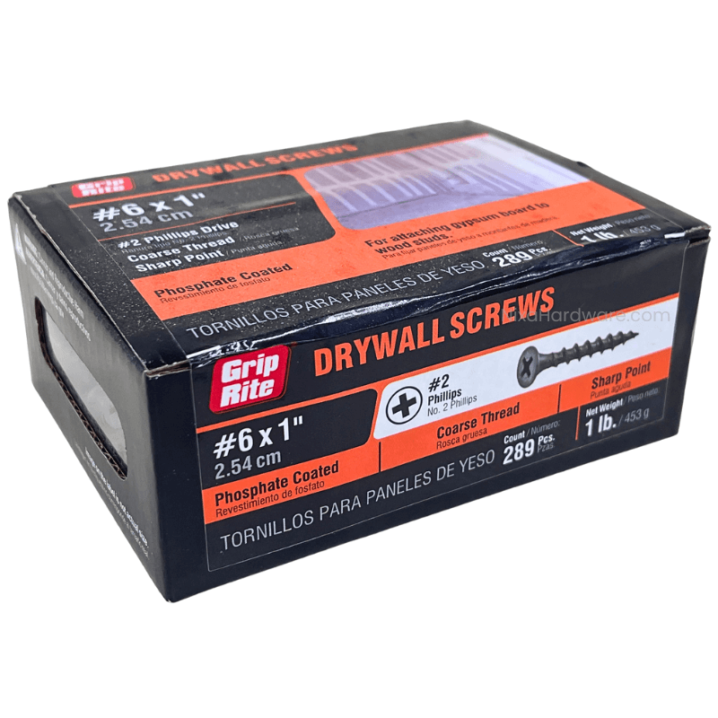 Grip-Rite Phillips Drywall Screws #6 × 1 inch Phosphate Coarse 1 lb
