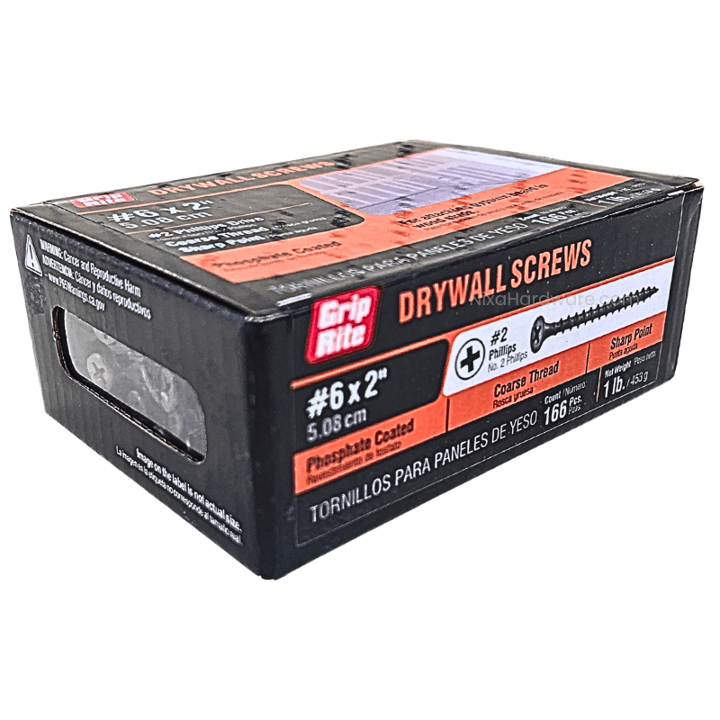 Grip-Rite Phillips Drywall Screws #6 × 2 inch Phosphate Coarse 1 lb