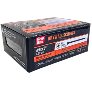 Grip-Rite Phillips Drywall Screws #8 × 3 inch Phosphate Coarse 1 lb