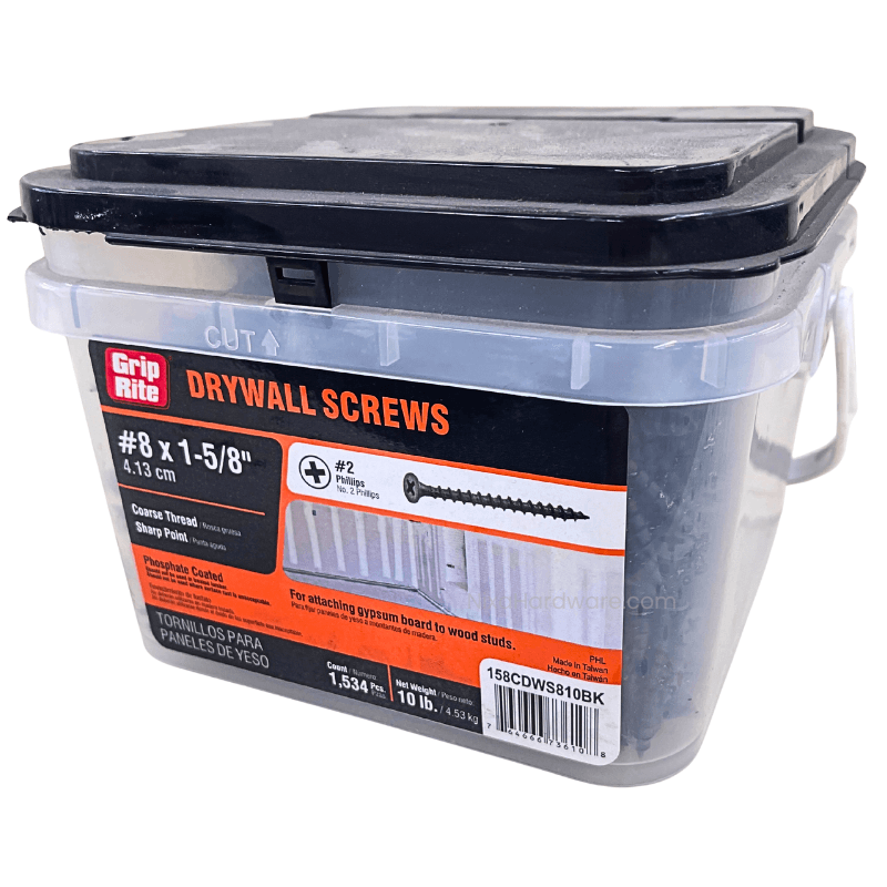 Grip-Rite Phillips Drywall Screws #8×1-5/8 inch Phosphate Coarse 10 lb