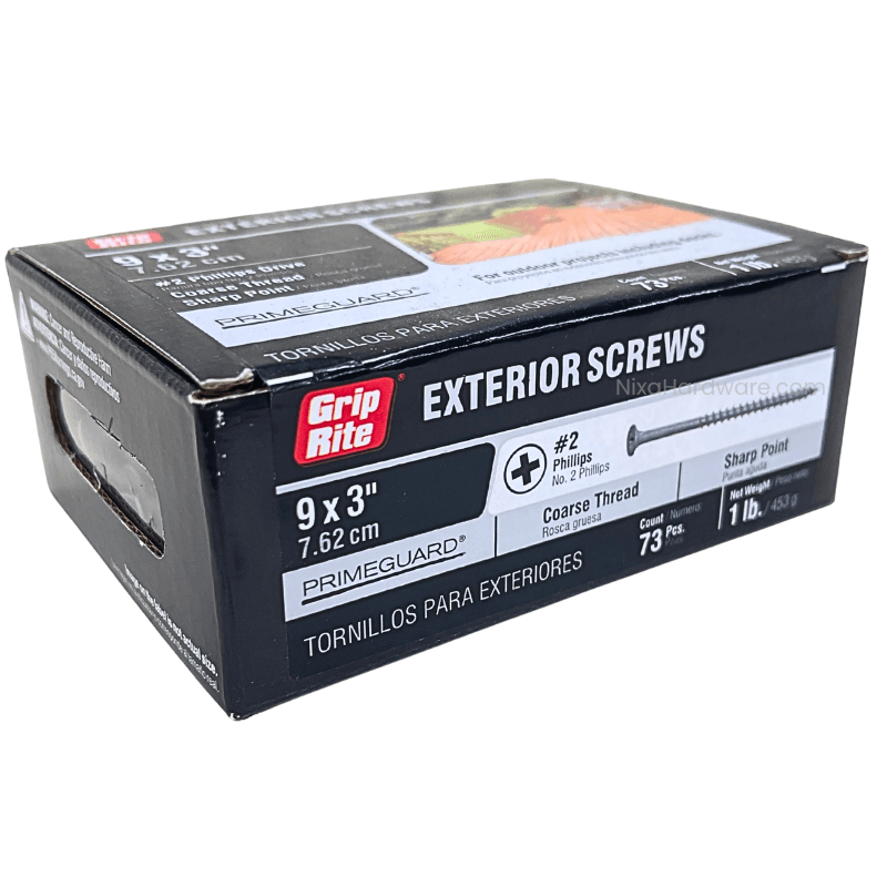 Grip-Rite Phillips Exterior Screws #9x3 inch PrimeGuard Coarse 1 lb
