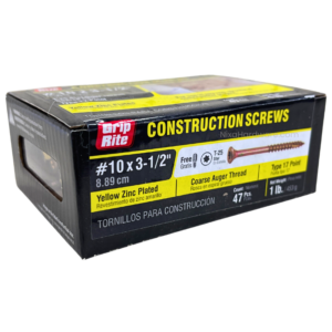 Grip-Rite Star Construction Screws #10×3-1/2 inch Yellow Zinc Plated Coarse Auger 1 lb