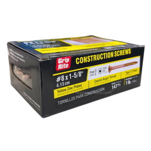 Grip-Rite Star Construction Screws #8x1-58 Yellow Zinc Plated Coarse Auger 1 lb