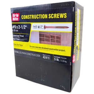 Grip-Rite Star Construction Screws #9×2-1/2 inch Yellow Zinc Plated Coarse Auger 5 lb