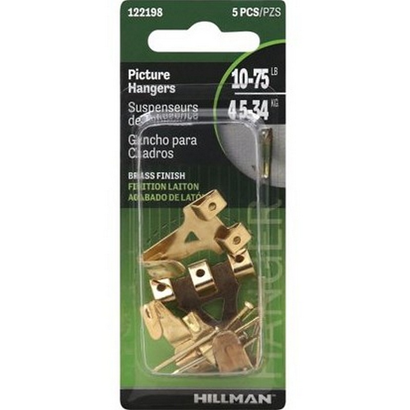 Hillman AnchorWire Brass-Plated Gold Assorted Picture Hangers 5pk