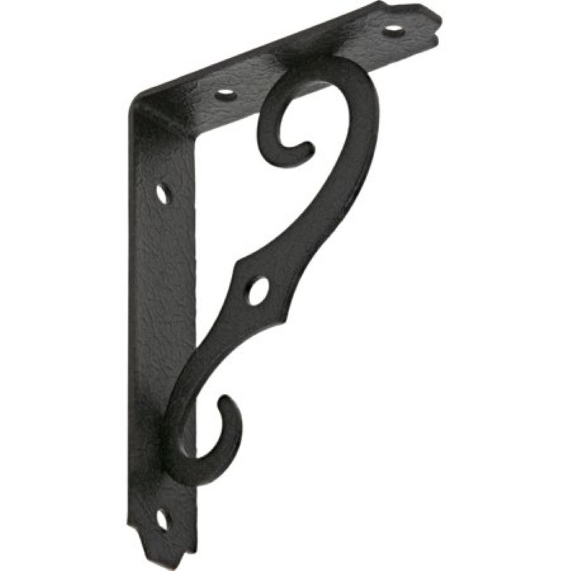 Hillman Antique Black Ornamental Shelf Bracket 5”x3-1-2”