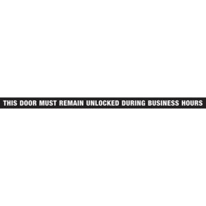 Hillman Black Door Remains Open Notice Decal 1.5”x28”