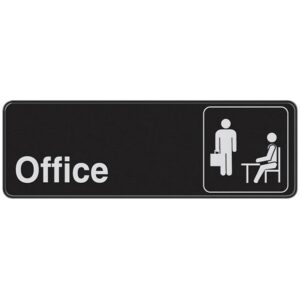 Hillman Black Plastic Office Sign 3”x9”