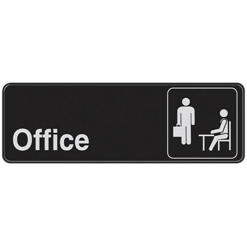 Hillman Black Plastic Office Sign 3”x9”