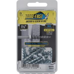 Hillman Bore-Fast Steel Pan Head Screw & Anchor 1-1-2” 25pk