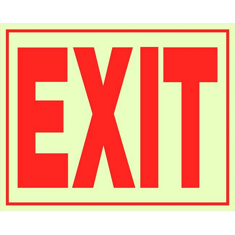 Hillman Glow-In-The-Dark Exit Sign 8”x11”