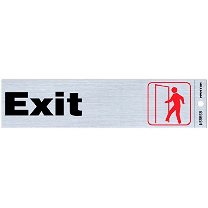 Hillman Self-Adhesive Silver Exit Sign 2”x8”