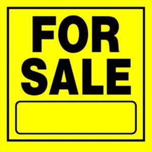Hillman Yellow Plastic For Sale Sign 11”x11”