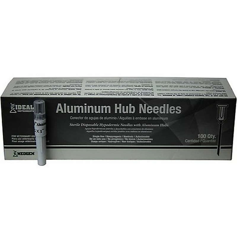 Ideal Aluminum Hub Disposable Needles 16ga 1” 100pk