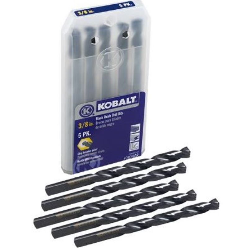 Kobalt Black Oxide Drill Bits 3/8 inch 5 Ct
