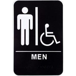 Men's Handicap Accessible ADA Restroom with Braille Plastic Sign 6x9 inch