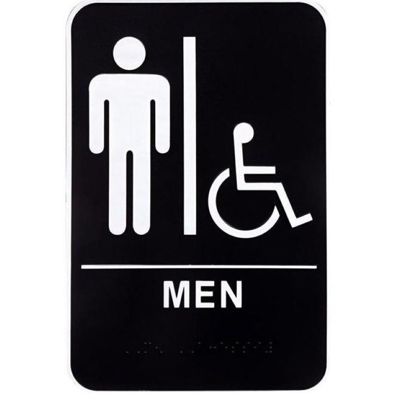 Men's Handicap Accessible ADA Restroom with Braille Plastic Sign 6x9 inch
