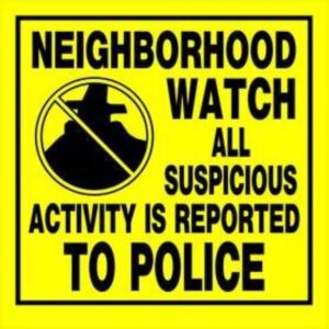 Neighborhood Watch Yellow Plastic Sign 11x11 inch
