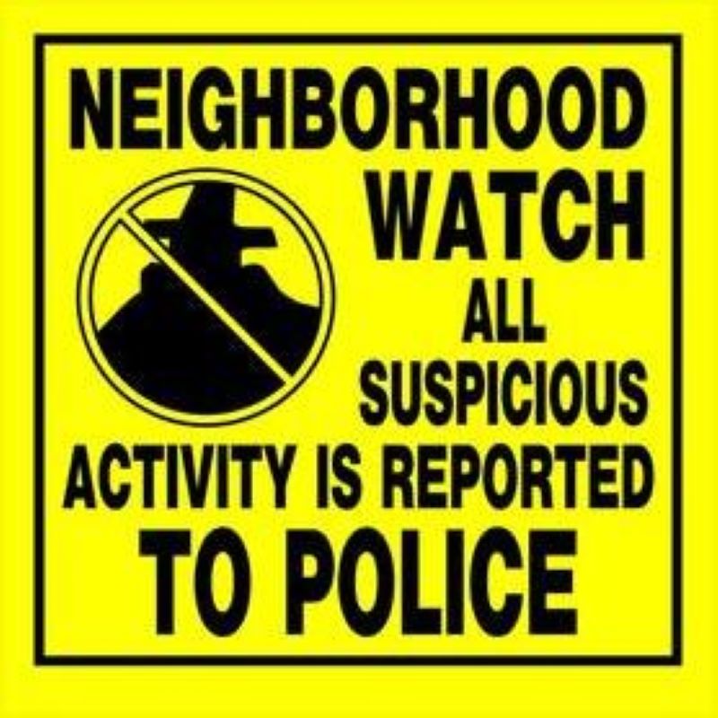 Neighborhood Watch Yellow Plastic Sign 11x11 inch
