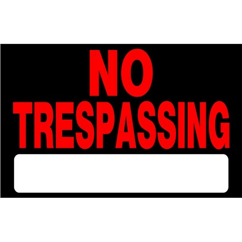 No Trespassing Plastic Sign 8x12 inch