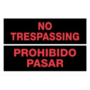 No Trespassing Prohibido Pasar Plastic Sign 8x12 inch