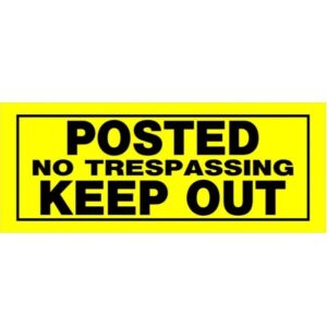 Posted No Trespassing Keep Out Black & Yellow Plastic Sign 6x15 inch