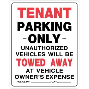 Tenant Parking Only Plastic Sign 19x15 inch