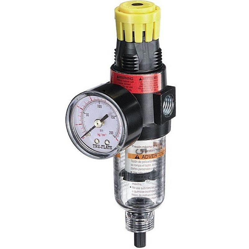 Tru-Flate Plastic Filter & Regulator w/Gauge 1/4” FNPT 150PSI