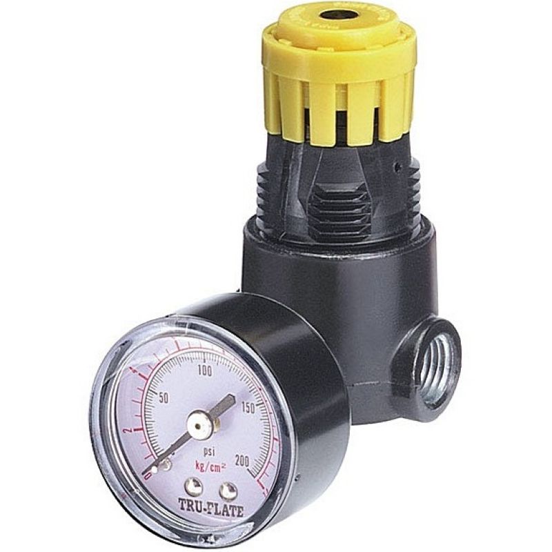 Tru-Flate Plastic-Steel Mini Regulator w Gauge 1-4 NPT 160PSI