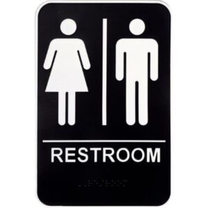 Unisex Restroom with Braille Plastic Sign 6x9 inch