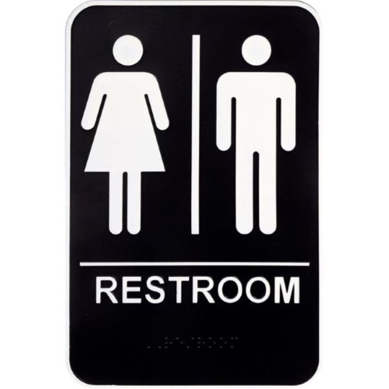 Unisex Restroom with Braille Plastic Sign 6x9 inch
