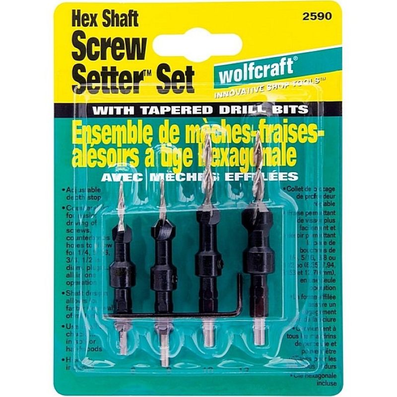 Wolfcraft 2590 Steel Tapered Screw Setter Set 4pc