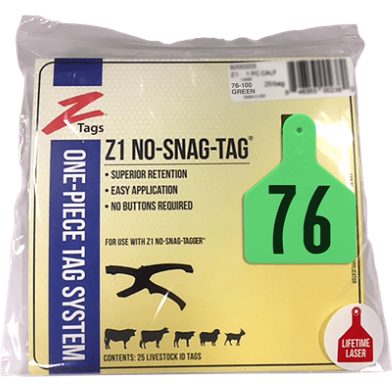 Z Tag Calf Ear Tag Green 76-100