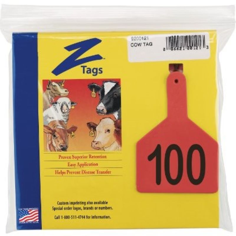 Z Tag Cow Tag Red 76-100