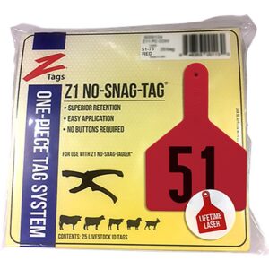 Z1 No Snag Cow Tag Numbered 51-75 Red