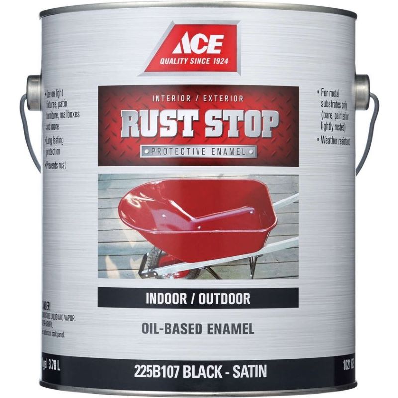 Ace Rust Stop Oil Based Enamel Satin Black Paint 1 gal