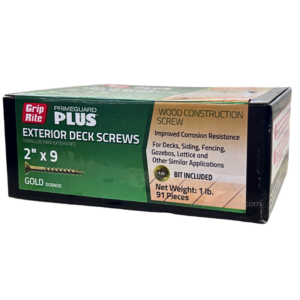Grip-Rite Exterior Deck Screws 2"x9 PrimeGuard Plus Gold 1 lb
